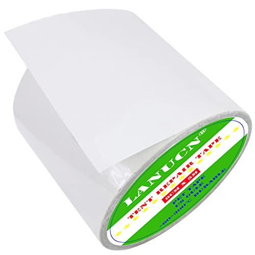 Waterproof Tent Repair Kit - PVC Coated Surface and Ultrastrong Sticky Clear Tape, Fabric Repair for Canvas, RV Awning etc. - size: 16.4ftx3.15in