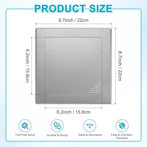 M METERXITY 1-Pack Access Panel for Drywall, 6x6 Inch Plastic Self Adhesive Wall Hole Cover Access Doors for Wiring Cable/Ceiling, Removable Plumbing Wall Panel [Grey, Vented Square] - color: Gray