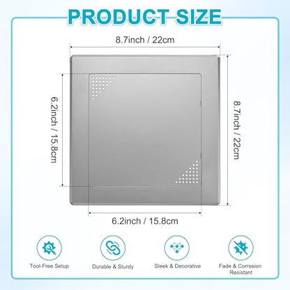 M METERXITY 1-Pack Access Panel for Drywall, 6x6 Inch Plastic Self Adhesive Wall Hole Cover Access Doors for Wiring Cable/Ceiling, Removable Plumbing Wall Panel [Grey, Vented Square] - color: Gray
