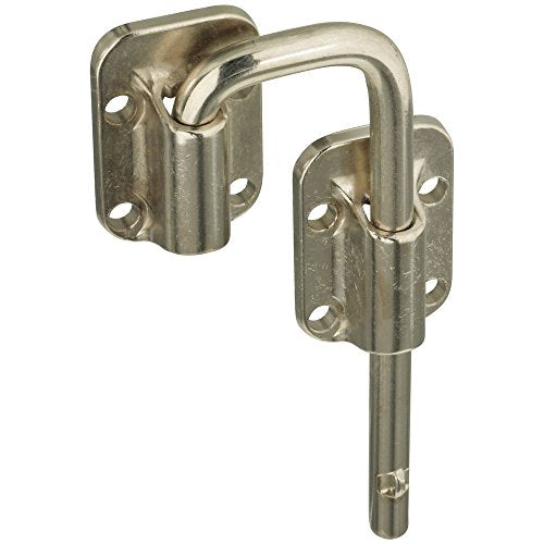 National Hardware N238-972 Sliding Door Latch 1-1/2 in Nickel Finish Heavy Duty Steel Surface Mount Security Door Latch for Interior and Exterior Doors Gates Sheds Weather Resistant