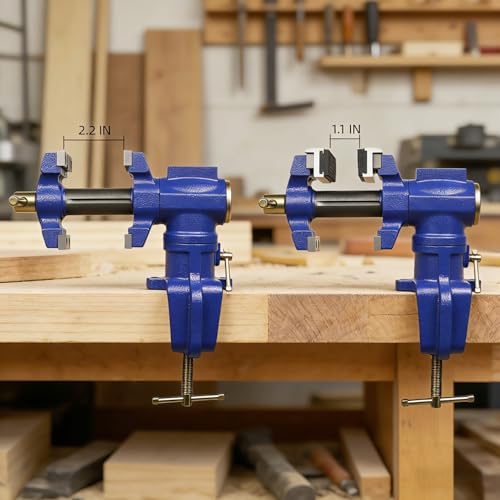 Dual Jaws Table Vise 2.5" & 1.5", Bench Vise Universal Rotate 360° Work Clamp-On Vise With Soft Jaw, Table Vice clamp for Woodworking, Drilling, Sawing, Metal Working
