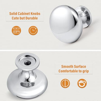 Probrico 5 Pack Polished Chrome Cabinet Knobs Hardware,Furniture Round Knobs,1-3/16 inch(29.5mm) Diameter Kitchen Pull Knobs - color: Polished Chrome