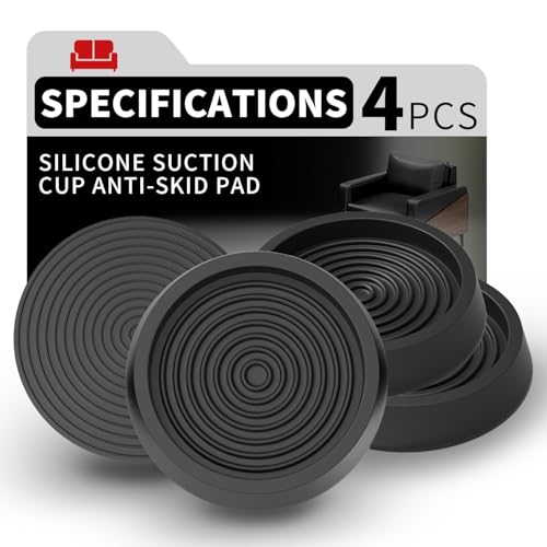 Non Slip Furniture Pads (4 inch) Anti Skid Pads for Furniture Bed Leg Pads Non Slip Furniture Grippers for Hardwood Floors for Keep Furniture from Sliding(Black/4PCS) - size: 4 inch