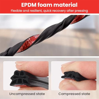 Car Door Rubber Seal Strip Automotive Weather Stripping Double Layer Auto Weatherstrip Universal Self Adhesive Soundproof Sealing Strip for Cars Truck Rv Pickup(32.8FT) - size: 32.8FT