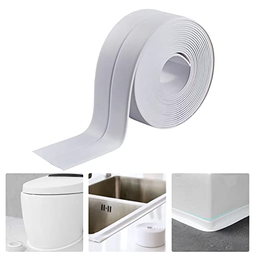 1.5" * 10.5' Kitchen & Bath Tape Caulk Strip, Upgraded Acrylic Glue PVC Self Adhesive Waterproof Caulking Sealing Tape, Decorative Sealant Trim for Kitchen Sink Toilet Bathtub (White) - style: White3.2M