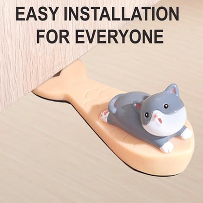 Door Stoppers for Bottom of Door Stops, Door Stop Stoppers Security Decorative, Rubber Door Stopper Wedge Holder to Keep Open Cute Cat Wedge（1 Pack）
