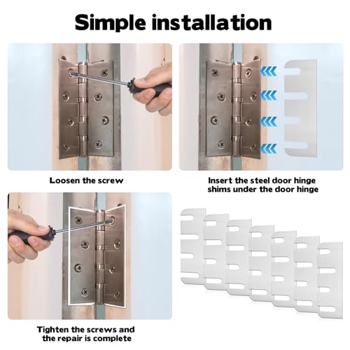 Heavy Duty Door Hinge Shims, 15 PCS Coated Finish Door Hinge Shim Stainless Steel Door Hole Filler Plate Hinge Filler Plates for Door Alignment & Repair (0.04 Inch Thickness, 4" x 1.5")