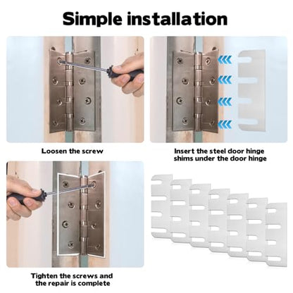 Heavy Duty Door Hinge Shims, 15 PCS Coated Finish Door Hinge Shim Stainless Steel Door Hole Filler Plate Hinge Filler Plates for Door Alignment & Repair (0.04 Inch Thickness, 4" x 1.5")