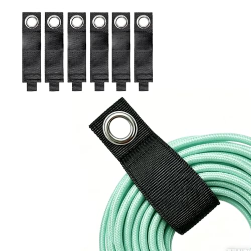 6 PCS Extension Cord Holder, Extension Cord Strap, Cable Organizer Straps for Cords Hoses, Heavy Duty Cord Wrap Keeper with Grommet for Hanging, Suitable for Cords (S) - size: 7"(6-pack)