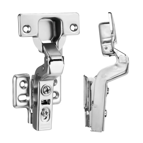 40pcs Inset Cabinet Hinge Frameless Concealed Door Hinges European Soft Closing Four-Hole Mounting Plate Hinges Nickel Plated Finish - color: Inset, size: 20 Pair