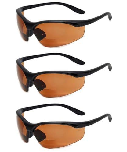 Calabria 91348 3 Pack Bulk Bifocal Safety Glasses +1.50 Copper Orange Men Women Wraparound Eye Protection Protective Eyewear - color: Copper Orange (3 Pack)