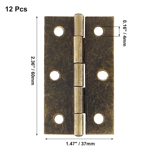 Murtenze 12 Pack 2.5 Inch Cabinet Hinge, Antique Bronze Butt Hinges with Mounting Screws - color: Antique Bronze, size: 2.5 Inch