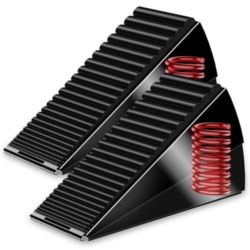 AIMAXINKE Door Stoppers for Bottom of Door- Large Spring Heavy Duty Door Stop Wedge, 3'' High Adjustable Metal Tall Doorstop, Strongest Rubber Grip, Suits Carpet, Tile, Home, School +2 Wall Protectors - color: Black