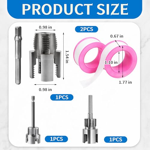 PVC Pipe Threader Set, 3Pcs Integrated Internal & External Pipe Threading Tool for 1/2", 3/4", 1" PVC Pipes, Includes 2 Rolls of 6M Tape, Ideal for Plumbing Repairs & Irrigation Systems