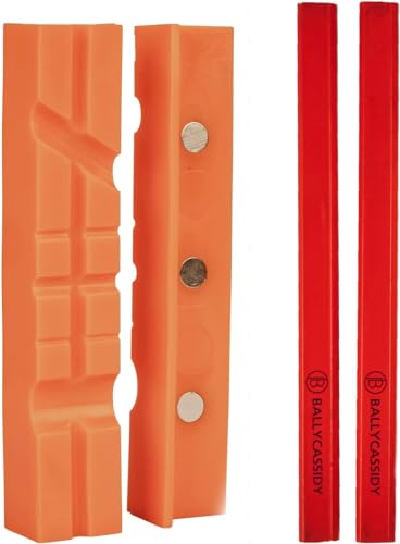 Katai - 6" Bench Vise Jaw Pads with Strong Magnets – Protective Soft Rubber Grips for Metal Vises, Drill Presses & Workbenches – Includes 2 Carpenter’s Pencils