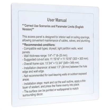 QWORK Access Panel for Drywall, 12 x 12 Inch ABS Plastic Wall Hole Cover Access Doors for Plumbing & Electrical Cables & Wiring