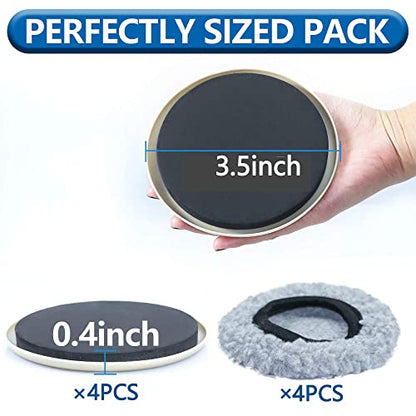 Furniture Sliders, Multi-Surface Furniture Movers Sliders for Carpet and Hardwood Floors, 4 Pack 3 1/2" Moving Pads and 4 Hardwood Socks, Slide Furniture on Any Surface Easily! - size: 4+4 Pack 3.5inch (Grey)