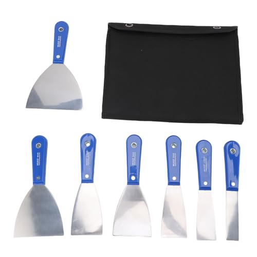 Putty Knife Set, 7 Pack, Carbon Steel Paint Scraper Tool with Storage Bag, for Applying Plaster Repairing Drywall Removing Wallpaper, 1 in 1.5in 2in 2.5in 3in 4in 5in