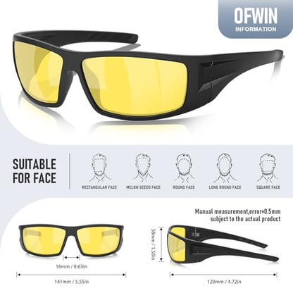 Polarized Sports Sunglasses for Men Women Unbreakable Frame Cycling Fishing Wrap Around Sunglasses UV400 Protection - color: 1-black Frame/Night Vision Lens