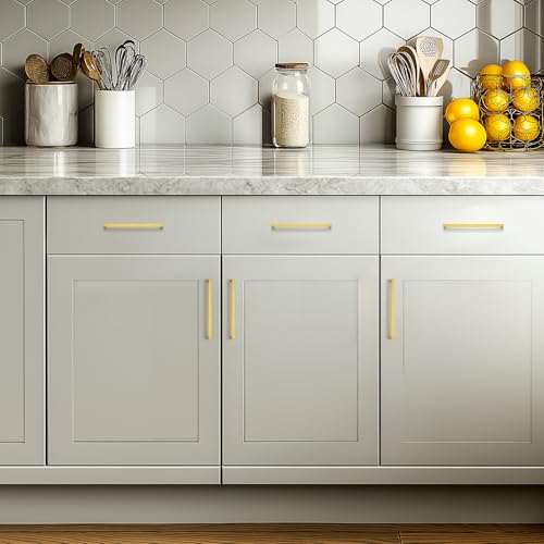 JOY DECOR 2 Pack Cabinet Handles, Gold Cabinet Pulls, 7-1/2 Inch Kitchen Handles Square Drawer Pulls Stainless Steel Drawer Hardware, 192mm Hole Center - size: 7-1/2 Inch Hole Center