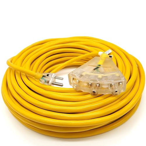 100 ft Outdoor Extension Cord Waterproof - 14 Gauge Heavy Duty Extension Cord 100 ft - Lighted Outdoor Extension Cords with Multiple Outlets - Watts Wire - 100' Grounded - extensiones electricas - size: 100 Ft