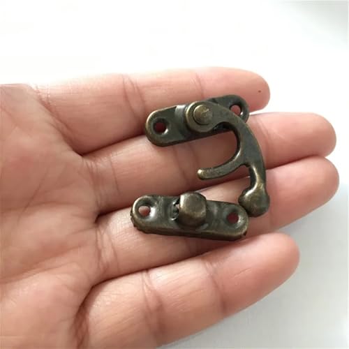 Small Antique Bronze Jewelry Box Hardware Kit, 2 Sets Right Latch Hook Hasp with 4 Hinges & Screws for Wood Chest, Gift Box, Cabinet, Craft Project