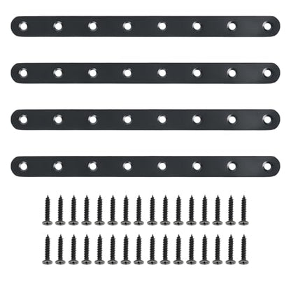 Alise 10-Inch Length Stainless Steel Flat Bars Straight Brace Heavy Duty 3-mm Thick Brackets Mending Plates Repair Fixing Bracket,4 Pcs Matte Black Finish - color: Black, size: 10 Inch