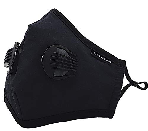ECO-GEAR Anti Pollution Face Mask Particulate Respirator| Mask for Dust, Exhaust Gas, Smoke, Smog, Pollen and Fumes | Unisex Military Grade Washable Mouth Mask - color: Black