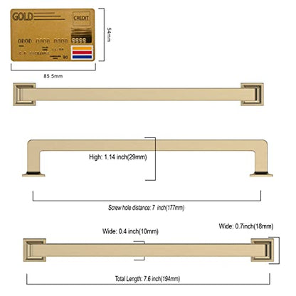 Amerdeco 10 Pack Brushed Brass Cabinet Pulls 7 Inch Hole Centers Kitchen Cabinet Handles Cabinet Hardware Kitchen Handles for Cabinets Cupboard Handles Drawer Pulls ZH0019 - color: Brushed Brass, size: 7"/177MM Hole Center