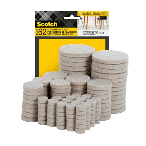 Scotch Felt Pads, Beige, Furniture Pads for Protecting Hardwood Floors, Round, Assorted Sizes Value Pack, Self-Stick Design, Protecting from Nicks, dents, Scratches (SP845-NA), 1 Pack (3888, 24 Pack) - size: 24 Pack