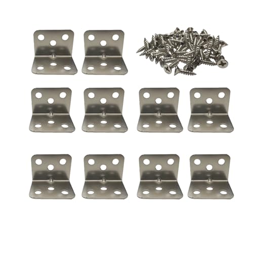 10Pcs Metal Iron L Right Angle Brackets,Shelf Brackets Angle Corner Braces,Heavy Duty for Repairing Furniture,1.06"x1.06"x1.42"Silver - color: Silver