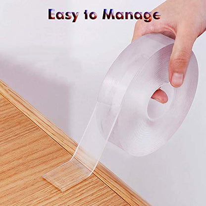 LLPT Nano Tape Double Sided Tape 2.36 Inch x 16.5 Feet Strong Mounting Tape Heavy Duty Gel Tape Clear Traceless Washable No Residue for Home Office Store Deco Card Poster Photo Wall (SN650) - size: 2.36" x 16.5 Feet