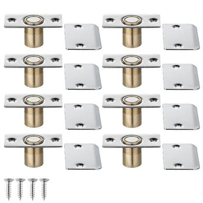 JQK Closet Magnetic Door Ball Catch Hardware, 430 Stainless Steel Catch Adjustable with Strike Plate, Polished Steel Finish 8 Pack, HBC120-BN-P8 - color: Chrome, size: Magnetic 8 Pack