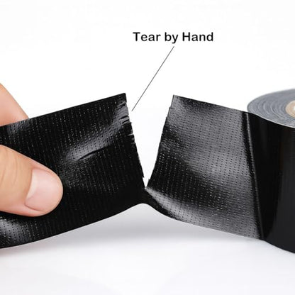 Black Duct Tape - Heavy Duty Waterproof Tape 1.88 Inch Wide - Strong Adhesive, Extra Thickness, Tear by Hand - Great for Indoor & Outdoor Use, Moving Boxes, Repairs - 45 Ft - color: Black