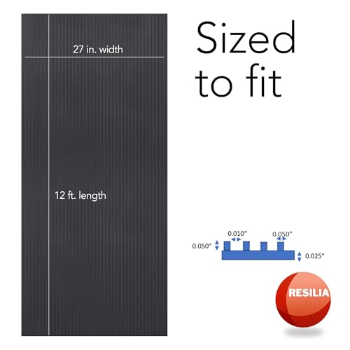 RESILIA Black V-Groove Utility Runner - Waterproof Vinyl Floor/Surface Protector, Heavy Duty Mats, Indoor Hardwood, Hard Floors, Garage, Hallway, Entryway, Kitchen, & Outdoor, 27” x 12’, Made in USA - size: 27" x 144"