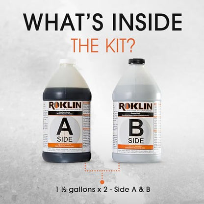 Roklin Systems, Inc. - PolyFlex DS Concrete Crack Filler, Quick-Drying Asphalt Crack Sealer, Floor/Wall Repair Patch Kit Essential, 3 gallons (1 ½ gallons x 2 - Side A & B), Gray - color: Gray, size: 3 Gallon