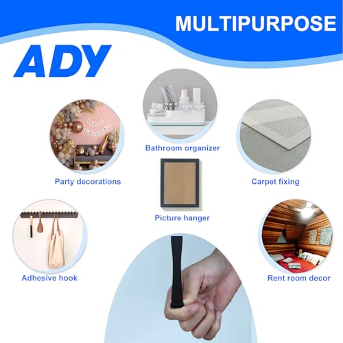 ADY Removable Double Sided Tape Heavy Duty 40 Pack, Picture Hanging Strips Damage Free for Wall, Refill Adhesive Strips for Rent Room, Foam Adhesive Mounting Tape for Decor, Poster - size: XL-1in x 4.52in