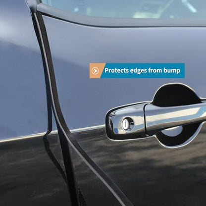 Rubber Edge Trim Guard 32.8ft/10m, Adhesive Free Door Edge Protector, U Shape Edge Seal Strip with Embedded Metal Clips Fits 3/64" to 1/4" Thick Edges (Black) - size: 393.6" L x 0.44" W