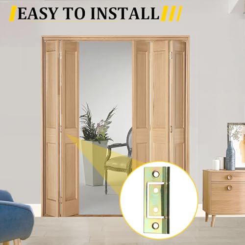N 6656 Bi-fold Door Hinge, 3 x 1 Inch Non-Mortise Brass Plated Bifold Door Hinges (1 Pack) - size: 1 Pack