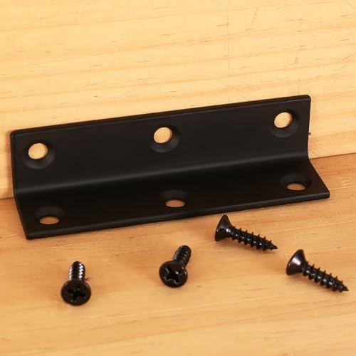 L Brackets, 10pcs Corner Braces Heavy Duty, Black L Shaped Shelf Brackets, Right Angle Corner Brackets, Allot Steel Metal Braces Brackets for Wood Furniture Cabinet Shelf - 3.15x0.78x0.78 - size: 80x20x20mm