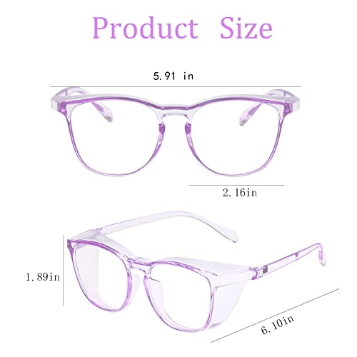 Safety Glasses for Men Women, Anti Fog Safety Goggles Comfortable Blue Light Blocking UV Protective Adult Nurse - color: Square Pink Purple 3pack
