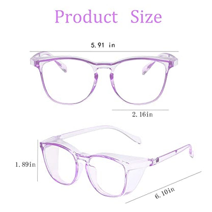 Safety Glasses for Men Women, Anti Fog Safety Goggles Comfortable Blue Light Blocking UV Protective Adult Nurse - color: Square Pink Purple 3pack