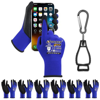 Safety Work Gloves - 7 Pairs, Seamless Knit Glove with MicroFoam Nitrile Coated Smooth Grip on Palm & Fingers for Men and Women, Ideal for General Duty Work(S,Blue) - size: Small, style: 7 Pairs,blue