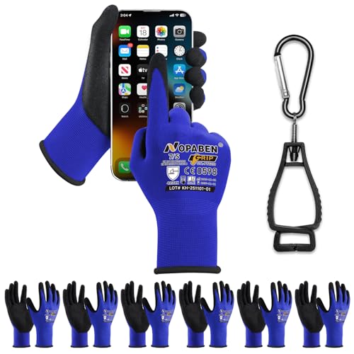 Safety Work Gloves - 7 Pairs, Seamless Knit Glove with MicroFoam Nitrile Coated Smooth Grip on Palm & Fingers for Men and Women, Ideal for General Duty Work(S,Blue) - size: Small, style: 7 Pairs,blue