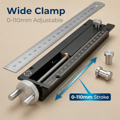 Woodworking Bench Tail Vise, 0-110 mm Stroke Range Solid Aluminum Alloy Screw Rod Bench Vises with Anodized Oxidation Wear Resist Wood Vise for Woodworking Metal Drilling