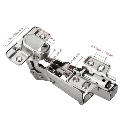 BADALU 175 Degree Kitchen Cabinet Hinges (1 Pair, 2 PCS) Concealed Hydraulic Adjustable Mounting, Soft Closing Nickel-Plated Steel Buffer Dampers for Frameless Cabinet Doors(Detachable Full Overlay) - style: Detachable 175° Full Overlay - 2 Pack