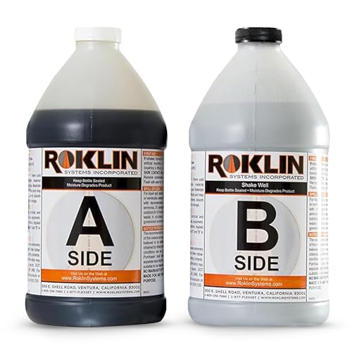 Roklin Systems, Inc. - PolyFlex DS Concrete Crack Filler, Quick-Drying Asphalt Crack Sealer, Floor/Wall Repair Patch Kit Essential, 3 gallons (1 ½ gallons x 2 - Side A & B), Gray - color: Gray, size: 3 Gallon