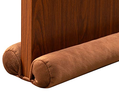 Twin Darft Stoppers for Bottom of Door Under Door Seal Door Sweep Door Soundproofing/Windproofing/Dustproofing, Gap 1.5 Inch, Adjustable Size 32-36 Inch (Brown Deep) - color: Brown Deep (1 Pack), size: 36"