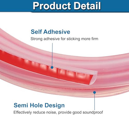 PATIKIL Silicone Weather Stripping Door Seal, 19.7 ft D Shape Weather Stripping Self Adhesive Door Seal Strip for Door Frame, Window Sealing, Large Gap, 1/5" Wx5/128 Tx5/32 H, Clear/Red - size: 19.7 ft Long, 1/5"Wx5/128"Tx5/32"H