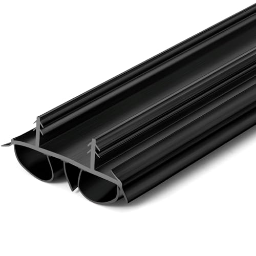 Pushglossy 1 Pcs 36" Double Bubble Kerf Door Sweep 1-3/4" Wide Vinyl Weatherstrip Seal for Exterior Doors, Energy Efficient Draft Stopper, Easy Slide in Installation, Blocks Dust/insects/noise (Black) - color: Black, size: Double Bubble Kerf